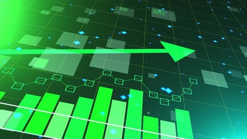 Animated Business Growth with Digital Bar and Line Charts