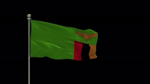 Realistic Waving Zambia Flag with Alpha Channel Loop