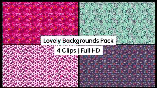 Animated Love Hearts Decorative Pattern Backgrounds Pack