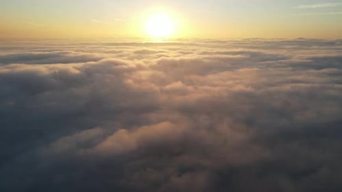 Aerial View of Clouds at Sunrise or Sunset