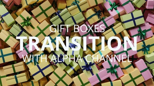 Gift boxes transition with alpha channel