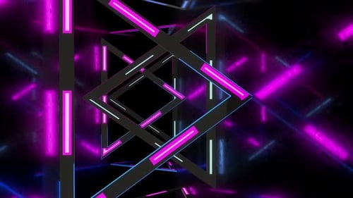 Futuristic Neon Triangle Tunnel Flythrough Loop