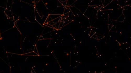 Animated Digital Network Background with Glowing Orange Connecting Lines