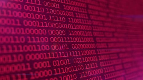 Columns of Crimson Binary Code Digital Symbols