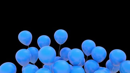 Modern Blue Balloons Floating Alpha Channel