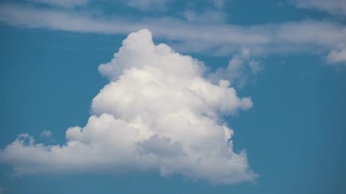 Fluffy Clouds Moving in a Blue Sky