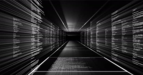 Animation of digital information on black background