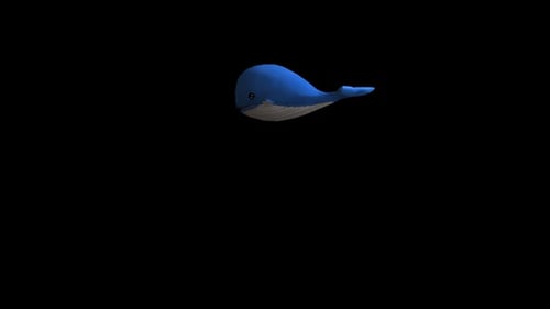 3D Blue Whale Animation Swimming and Rotating on Black Background
