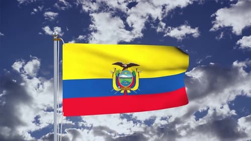 Ecuador Flag Waving in Realistic 3D Animation