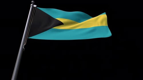 Realistic Bahamas Flag Waving with Fabric Simulation