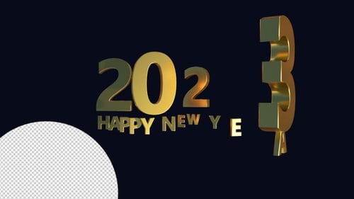 Happy New Year 2023 Golden 3D Text Animation