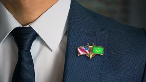 Close up of Suit with United States and Mauritania Flags