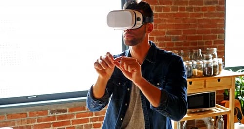 Man using virtual glasses