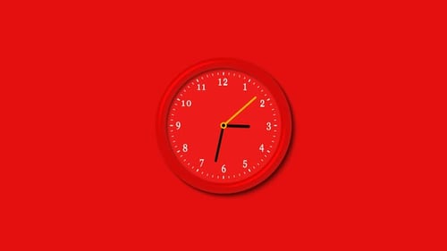 New red color counting down shiny realistic 3d wall clock