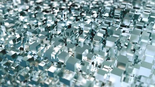 Silver Background Cubes Abstraction