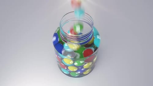 Animated Pills Filling Medicine Bottle with Product Label Reveal