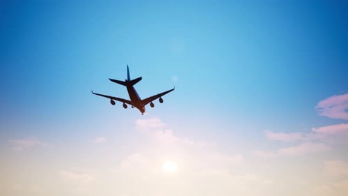 Jet Plane Fly Over Sunset