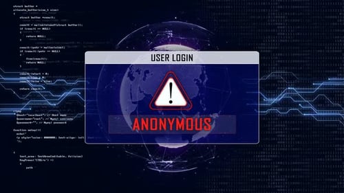 Animated User Login Interface with Anonymous Hacking Alert