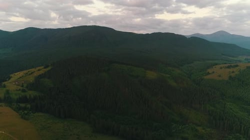 Aerial View of Forested Mountain Range