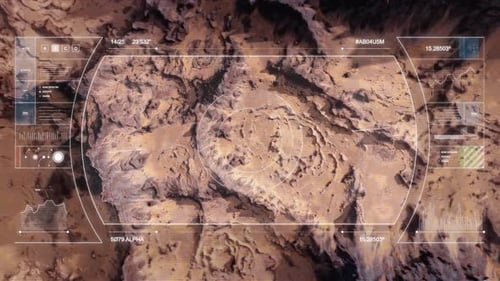 Mars-Drohnenflug - Starten und Hochkippen der Kamera mit HUD-Overlay B