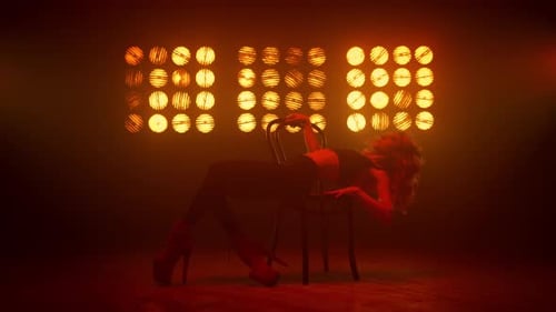 Hot Lady Deitada Cadeira Fazendo Pose Sexy no Clube de Strip