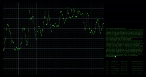 Animation of Digital Data Processing and Statistics Recording with Green Line in the Background
