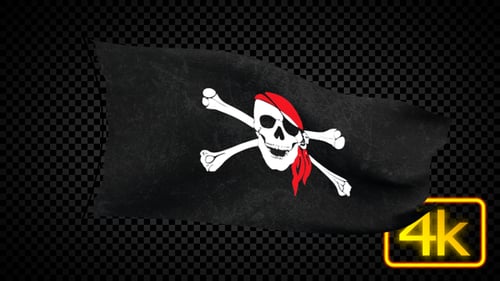 Animated Waving Pirate Flag with Skull and Crossbones