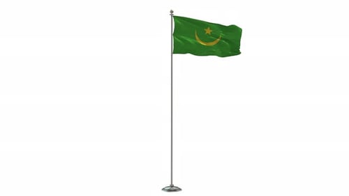 3D Mauritania Flag Waving Animation