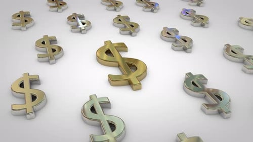 Animated Golden and Silver Dollar Signs Loop