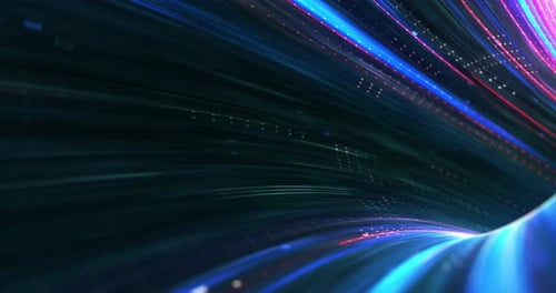 Abstract neon lights Sci-Fi futuristic Hi Tech virtual reality tunnel.