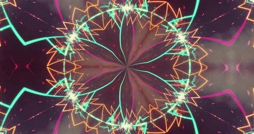 Abstract Neon Geometric Pulsing Lines Kaleidoscope Background