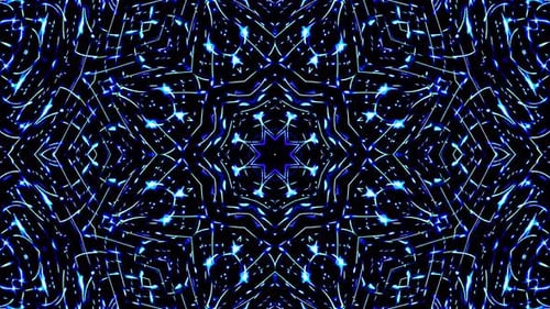 Bright abstract light flickering streaks set blue color, kaleidoscope