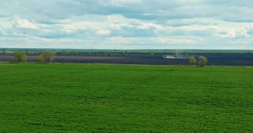 Beautiful Agrarian Fields View From Drone Flying Above Farmland Prores