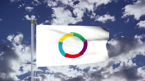 Waving Flag with Abstract Circular Logo Design