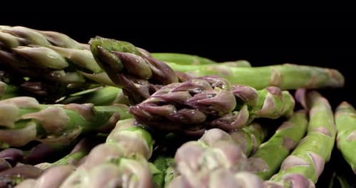 Frischer Spargel grün fliege aus nächster Nähe 4k