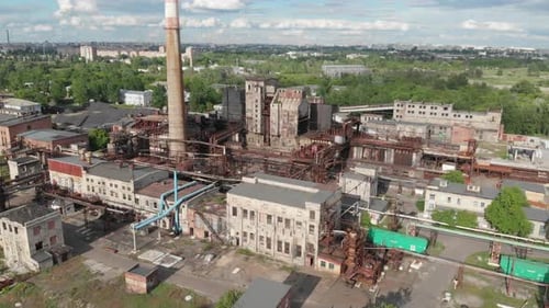 Aerial Drone View of Industrial Zone