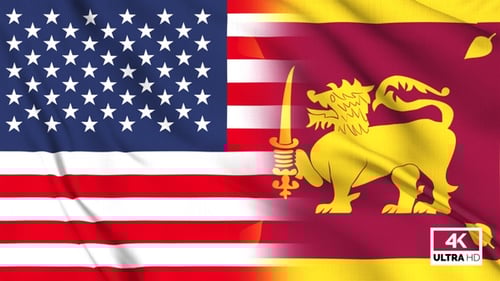 United States and Sri Lanka Waving Flag Animation