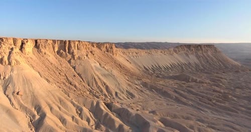 Aerial footage at the desert viewing a beautiful mountain