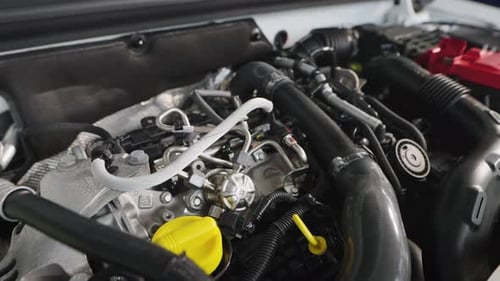 Car Engine Under the Hood of a Modern Car