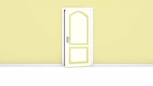 Clean Animated Door Opening to Reveal Placeholder Content