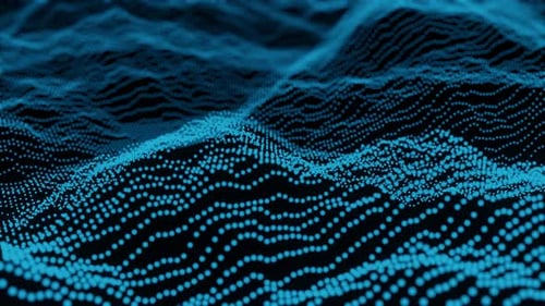 Abstract technology dynamic background. Many dots in motion.