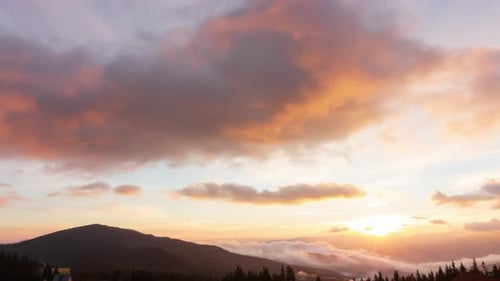 Romantic Colorful Sunrise at the Mountains