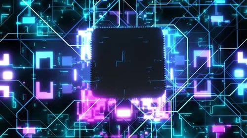 Futuristic Digital CPU Network Connection Loop Background