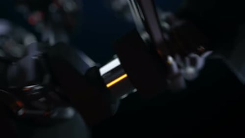 V8 Motor with Working Pistons and Crankshafts Inside Camera Fly Through