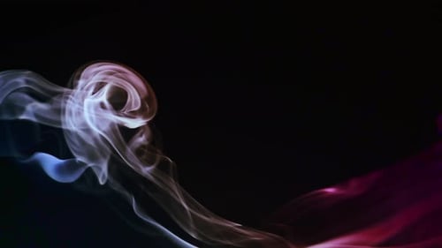 Swirling Multicolored Smoke on Black Background