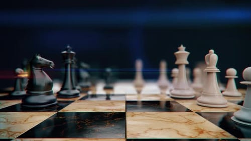 Chessboard and Chess Pieces stock video