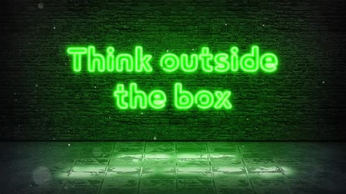 Think Outside The Box - Neon Sign Quote Green