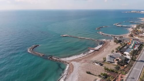 Blue lagoon with blue turquoise sea water at rocky coastline