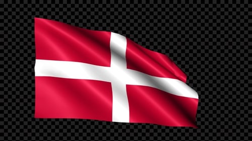 Denmark Flag Waving Loop with Alpha Channel