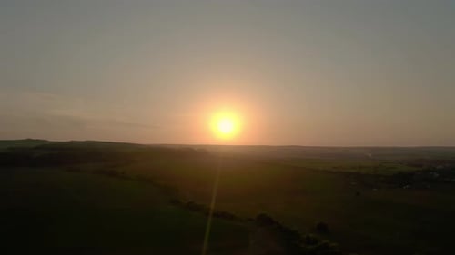 Morning Over the Plain of the Meadow Near a Rural Village